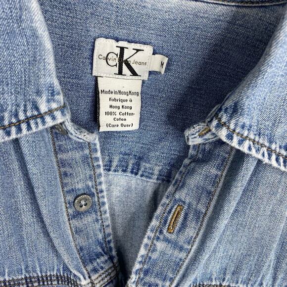 VINTAGE Calvin Klein Jeans Denim Long Sleeve Loose Fit Button Up Shirt Medium - Picture 4 of 9